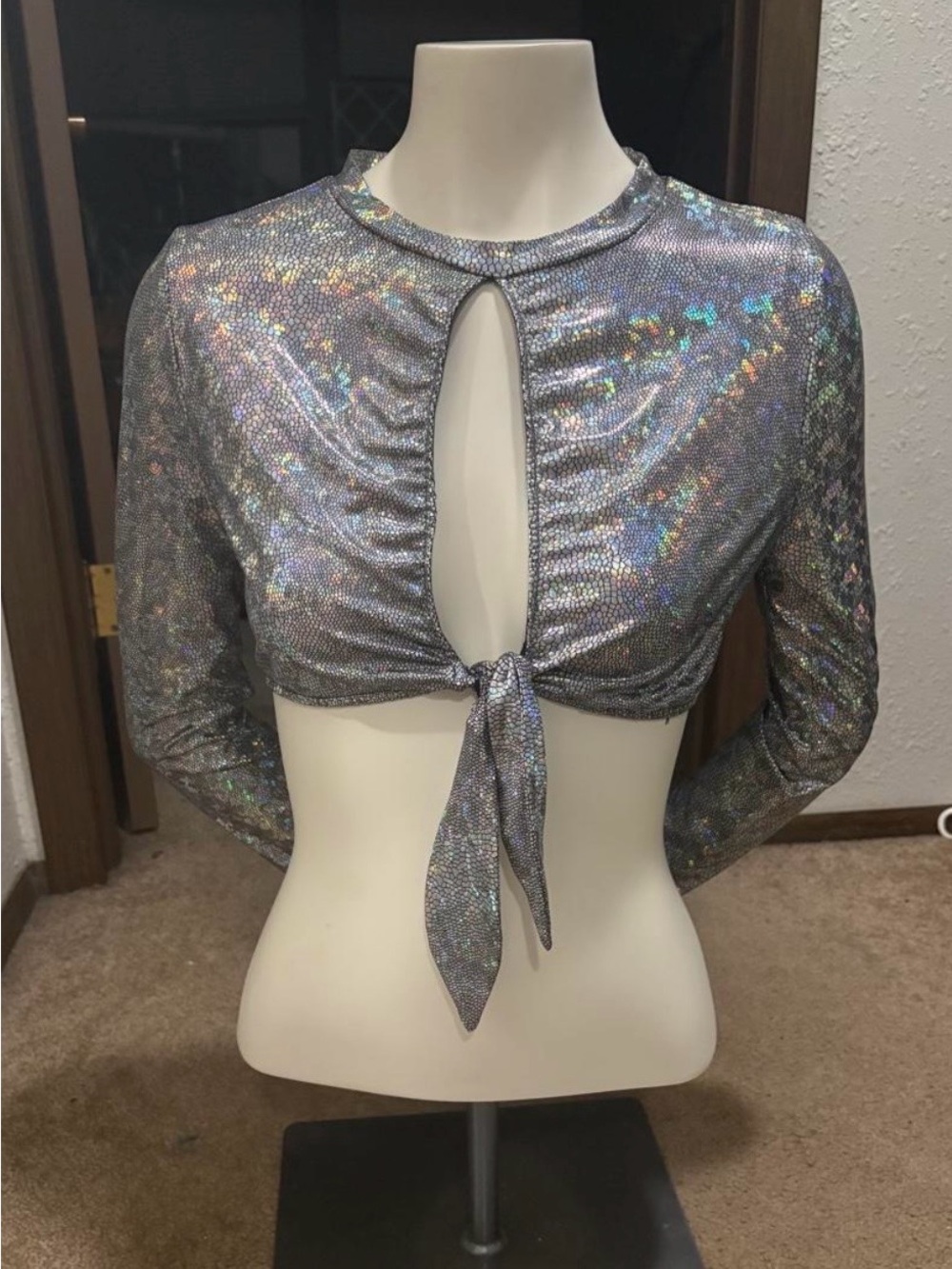 Holographic tie front top